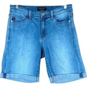 Judy Blue Womens Shorts Blue Denim Mid Rise Cuffed Bermuda Stretch Medium